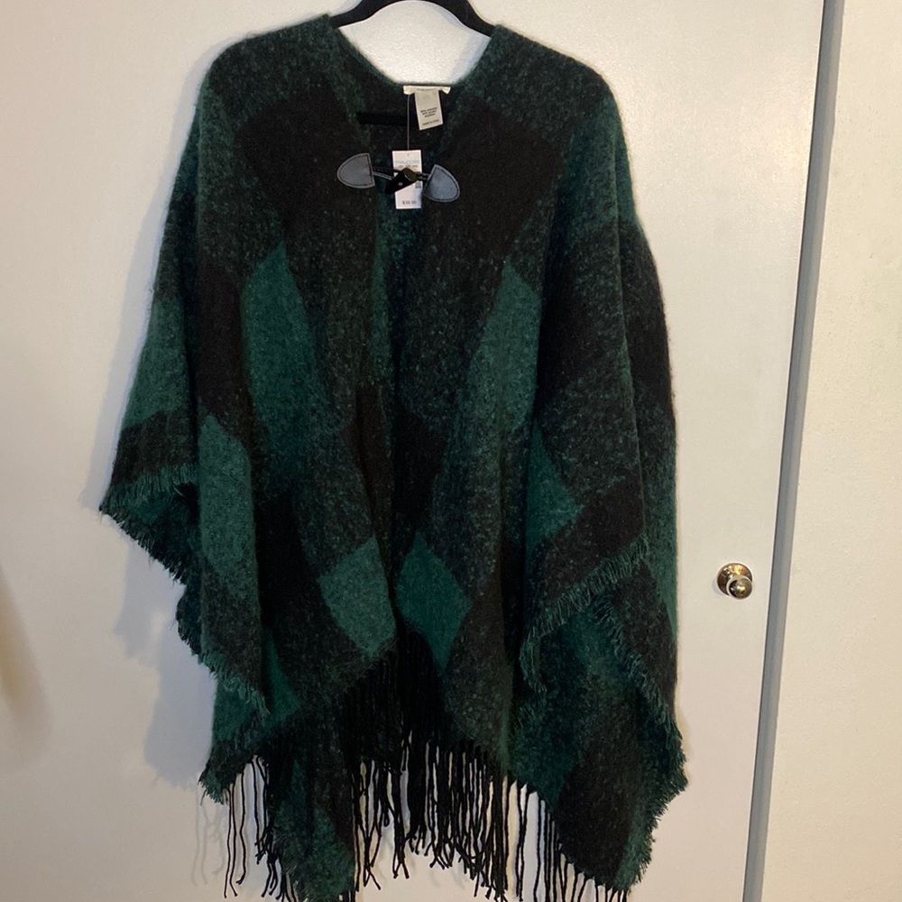 NWT Green and Black Maurices Buffalo Check Shawl- One Size